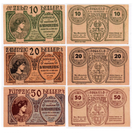 1920 * Set 3 Notgeld Austria 10 . 20 . 50 Heller "Lower Austria – Hausmening" (FS 358)