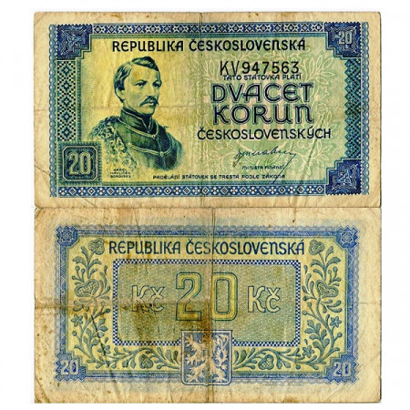 ND (1945) * Banknote Czechoslovakia 20 Korun "Karel Havlicek" (p61a) F