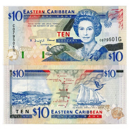 ND (1994) * Banknote East Caribbean States 10 Dollars "Grenada" (p32g) UNC