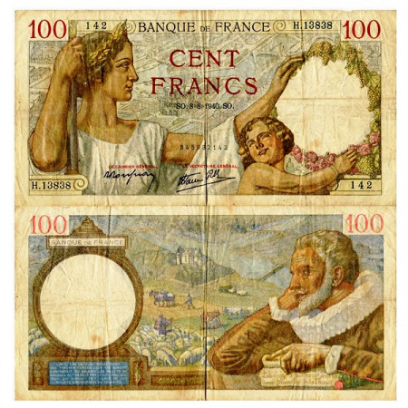 1940 (08/08) * Banknote France 100 Francs "Duc de Sully" (p94) F