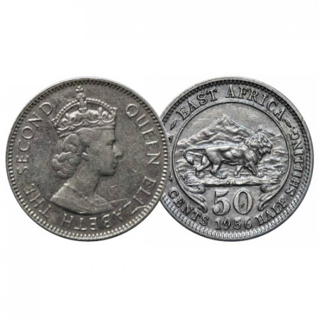 1956 KN * 50 Cents - 1/2 Shilling British East Africa "Elizabeth II" (KM 36) VF+