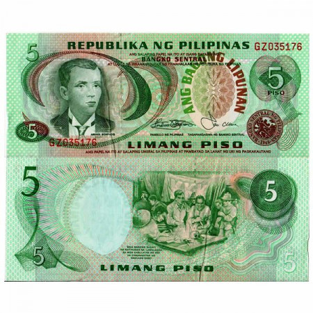 ND (1978) * Banknote Philippines 5 Piso "Andres Bonifacio" (p160c) VF