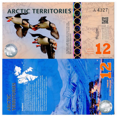 2014 * Banknote Polymer Arctic territories 12 Polar Dollars "Svalbard" UNC