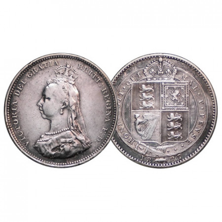 1887 * 1 Shilling Silver Great Britain "Victoria – Crowned Arms" (KM 761) aXF