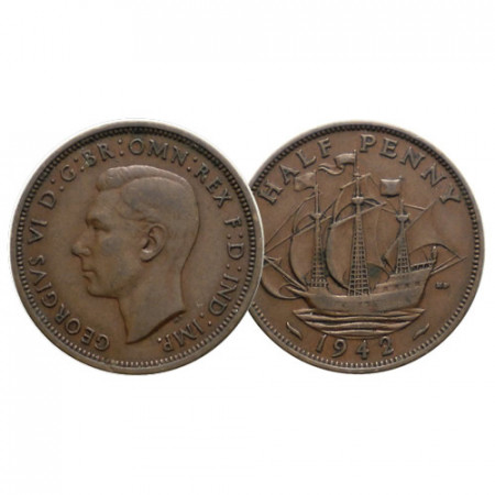 1942 * Half 1/2 Penny Great Britain "George VI - Golden Hind" (KM 844) VF+