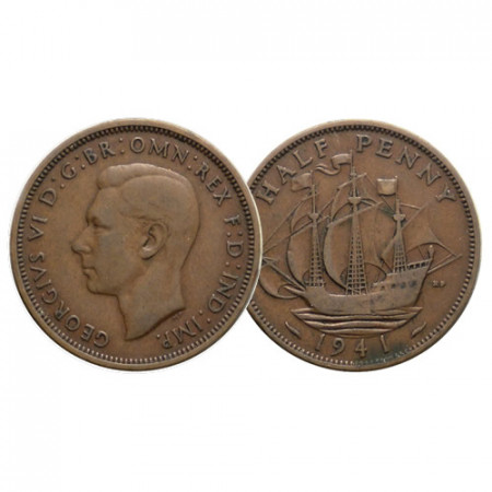 1941 * Half 1/2 Penny Great Britain "George VI - Golden Hind" (KM 844) VF