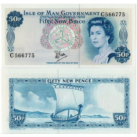 ND (1979) * Banknote Isle of Man 50 New Pence "Elizabeth II" (p33a) UNC