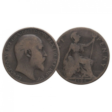 1906 * Half 1/2 Penny Great Britain "Edward VII - Britannia" (KM 793.2) F