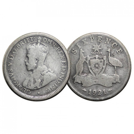 1921 (m sy) * Sixpence (6 Pence) Silver Australia "George V - Coat of Arms" (KM 25) F