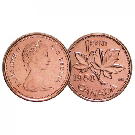 1980 * 1 Cent (Penny) Canada "Elizabeth II - Maple Leaf" (KM 127) BU