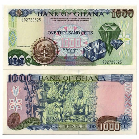 1991 * Banknote Ghana 1000 Cedis "Diamonds" (p29a) aUNC