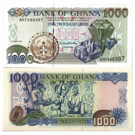 1998 * Banknote Ghana 1000 Cedis "Diamonds" (p32c) UNC