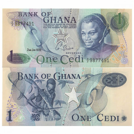 1976 * Banknote Ghana 1 Cedi "Cocoa Harvest" (p13c) UNC