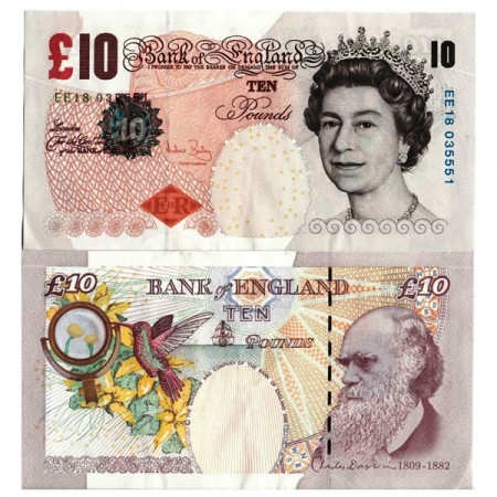 ND (2004) * Banknote Great Britain 10 Pounds "Elizabeth II - Charles Darwin" (p389c) XF