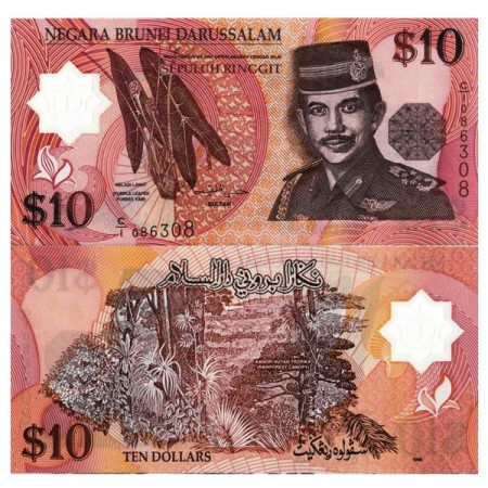 1996 * Banknote Polymer Brunei 10 Ringgit "Hassanal Bolkiah" (p24a) UNC