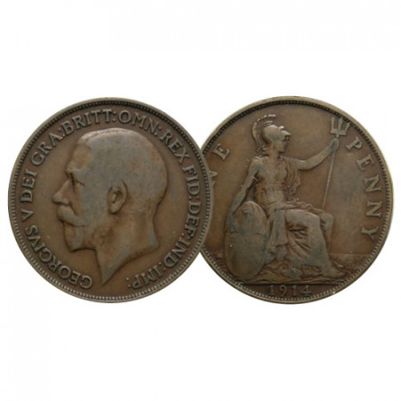 1914 * 1 Penny Great Britain "George V - Seated Britannia" (KM 810) aVF