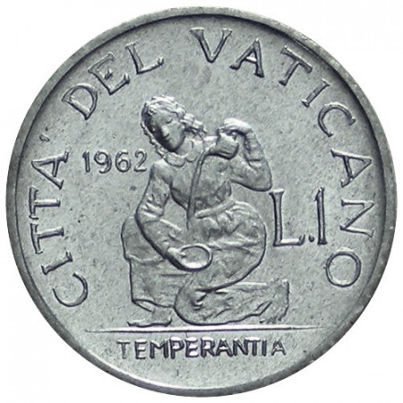 1962 * 1 Lira Vatican John XXIII "Temperantia" Year IV (KM 58.2) UNC