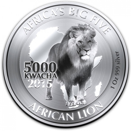 2015 * 5000 Kwacha 1 OZ Zambia "African Lion" Proof