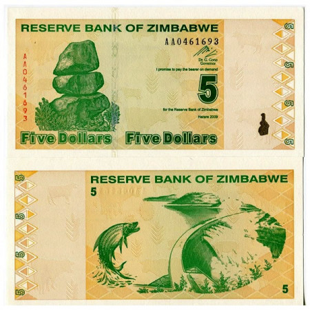 2009 * Banknote Zimbabwe 5 Dollars (p93) UNC