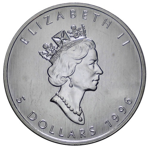 ELIZABETHⅡ 5DOLLARS 1996年 カナダ メイプルリーフ エリザベス2世 5