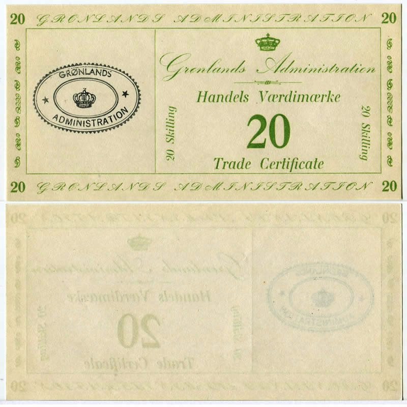 1942 * Banknote Greenland 20 Skilling quot Trade Certificate WWII quot (pM10