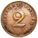1936-40 * 2 Reichspfennig GERMANY "Third Reich - Eagle on Swastika" (KM 90) F/VF