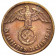 1936-40 * 2 Reichspfennig GERMANY "Third Reich - Eagle on Swastika" (KM 90) F/VF