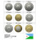 Mixed Years * Series 9 Coins Djibouti "Francs" UNC