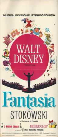 1946 * Affiches De Cinéma "Fantasia - Prima Edizione - Walt Disney" Animation (B)
