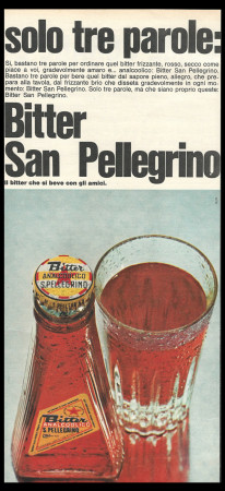 Ans 70 * Publicité Original "Bitter San Pellegrino, Solo Tre Parole" Italie