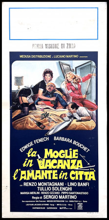1980 * Affiches De Cinéma "La Moglie in Vacanza... l'Amante in Città - Barbara Bouchet, Edwige Fenech, Lino Banfi" Comédie (B)