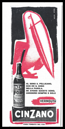 Ans 50 * Publicité Original "Cinzano - NICO EDEL, Vermouth Cinzano" Italie