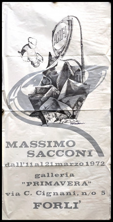 1972 * Affiche Art Original "MASSIMO SACCONI - Galleria Primavera Forlì - FIRMATO" Italie (B-)