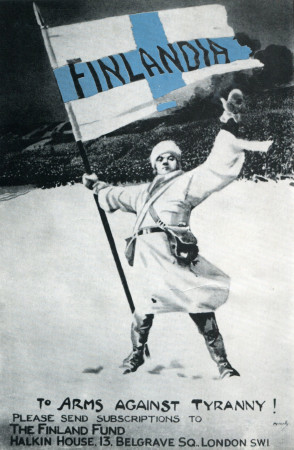 ND (WWII) * Propagande de Guerre Reproduction "Finlandia - Alle Armi Contro La Tirannia!" dans Passepartout