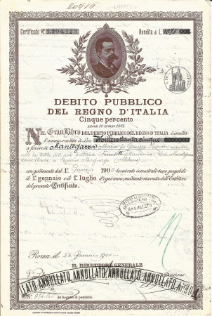 1900 * Dette Publique - Royaume Italie "Humbert Ier  – Marron"