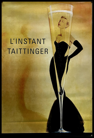 1980ca * Affiche Original "L'Instant Taittinger - Grace Kelly, Champagne"(B) France