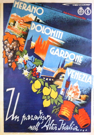 1930 (1996) * Poster Tourisme "Paradiso Alta Italia - Merano, Dolomiti, Garda, Venezia" Franz Lenhart (B+)