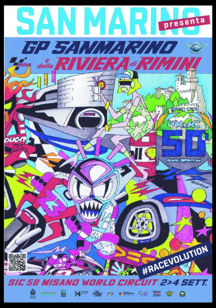 2022 * Affiche Original "Aldo Drudi - MotoGP San Marino e Riviera di Rimini" Saint Marin (A)