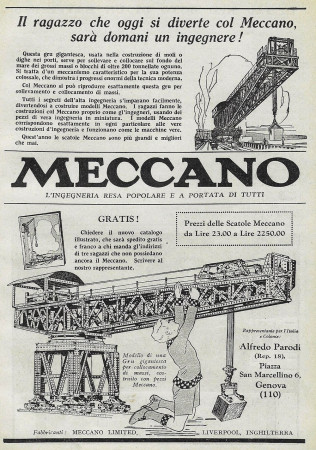 1928 * Publicité Original "Meccano - Gru" dans Passepartout