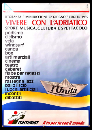 1985 * Affiche Original "Vivere con l'Adriatico, Italturist - Unità" Italie (B+)