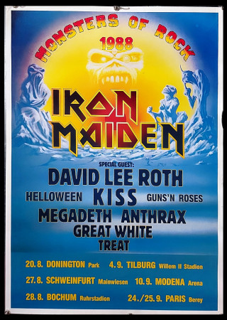 1988 * Affiche Original "Iron Maiden - Monsters of Rock" Italie (B)