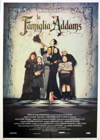 1992 * Affiche 2F De Cinéma "La Famiglia Addams - Raul Julia, Anjelica Huston" Comédie (B+)