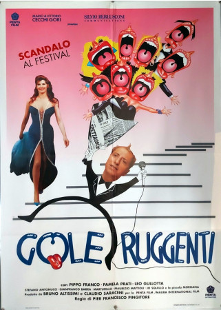 1992 * Affiche 2F De Cinéma "Gole Ruggenti - Pippo Franco, Leo Gullotta, Pamela Prati" Comédie (B)