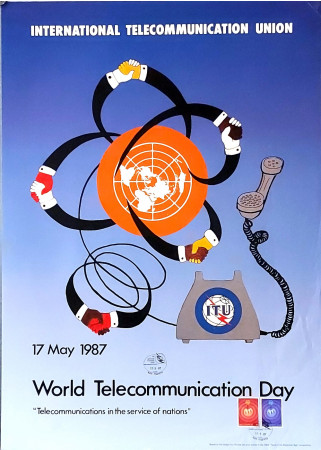 1987 * Affiche Original "ITU, World Telecommunication Day" Saint Marin (B+)