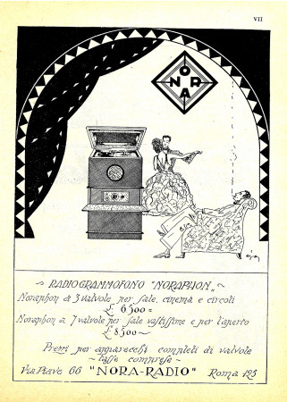1930 * Publicité Original "Nora-Radio, Radiogrammofono "Noraphon" 6.500£" dans Passepartout