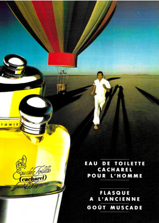 Ans 80 * Publicité Original "Cacharel Eau de Toilette, Pour L' Homme, Mongolfiera" dans Passepartout