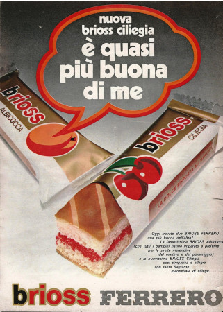 Anni '70 * Publicité Original "Ferrero Brioss Ciliegia, La Dolce Risposta all' Appetito" dans Passepartout