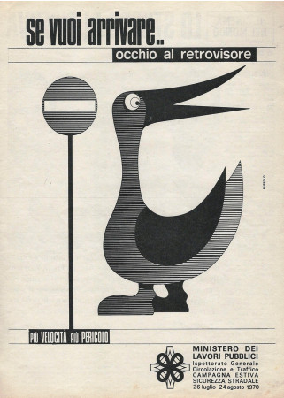 1970 * Publicité Original "Ministero dei Lavori Pubblici Campagna Estiva Sicurezza Stradale" dans Passepartout