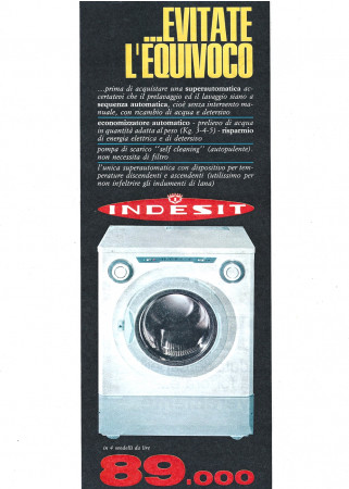 Ans '60 * Publicité Original "Indesit Lavatrice, ...Evitate L' Equivoco" dans Passepartout