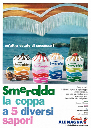 Ans '60 * Publicité Original "Alemagna Gelati - AG. ATA, Un' Altra Estate di Successo! Coppa Smeralda" dans Passepartout